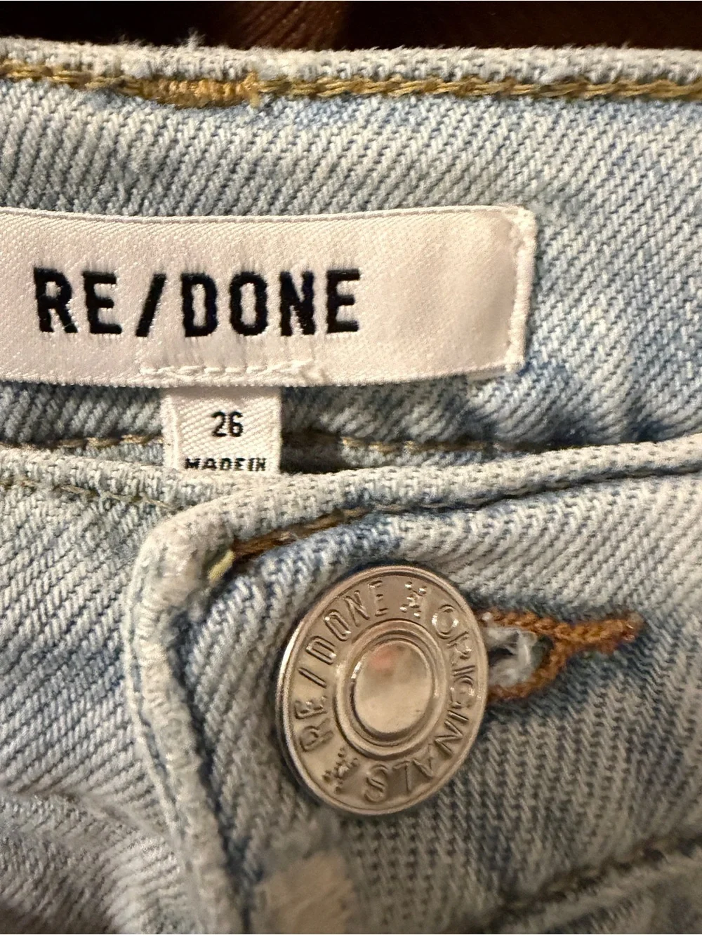 Re/Done Loose Long Short in denim Bermuda Size 26